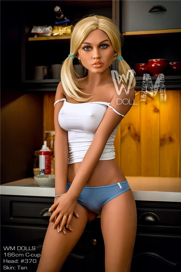 WM Dolls Analia 166cm Realistic Blonde Twin Ponytail Sex Doll with Free Second Head