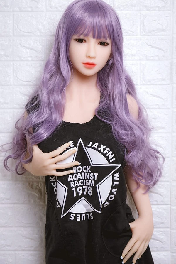 Aibei Doll Annalee 158cm Realistic Sex Doll with Asian Purple Hair and Generous Curves Including Free Second Head