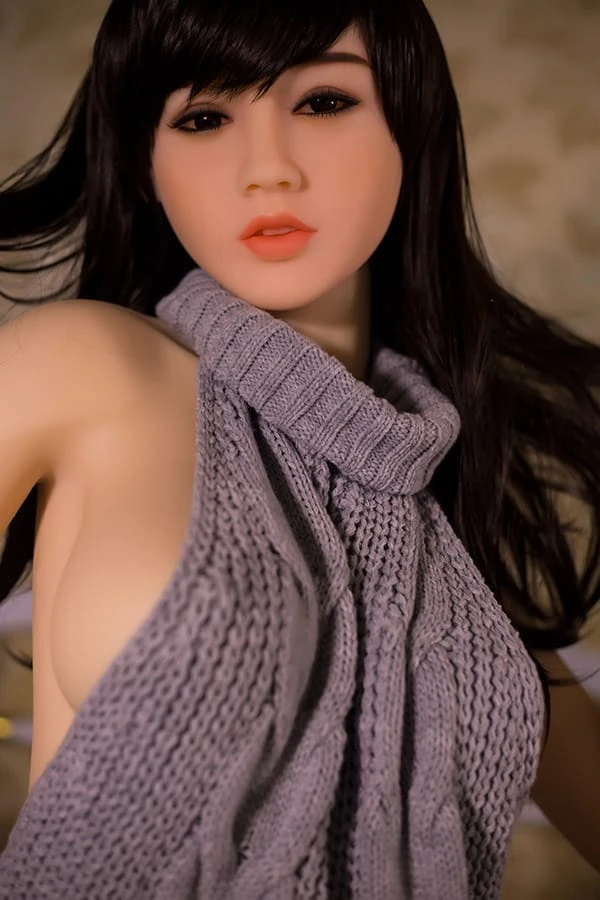 WM Dolls TPE Realistic Japanese Sex Doll Wendy 156cm with Complimentary Second Head and Stylish Grey Sweater