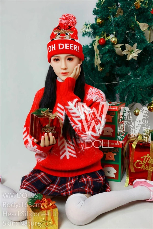 WM Dolls Super Realistic Christmas Outfit Asian Sex Doll Layla 163cm with Complimentary Second Head